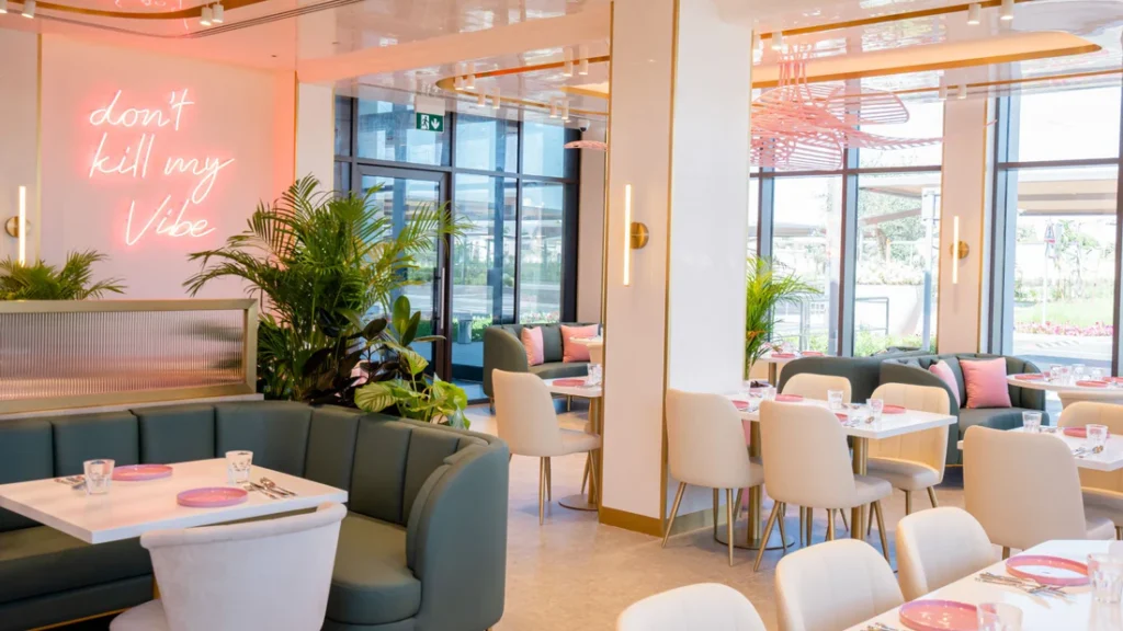 VIBE Cafe Dubai colorful aesthetic interior