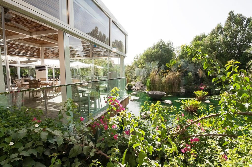 The Farm Al Barari Dubai garden cafe interior